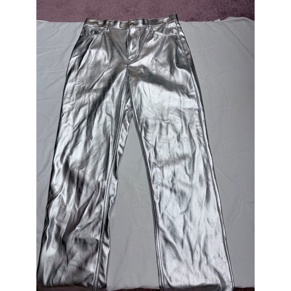 Abercrombie & Fitch 90s Straight Ultra High Rise Metallic Silver Pants 31/12